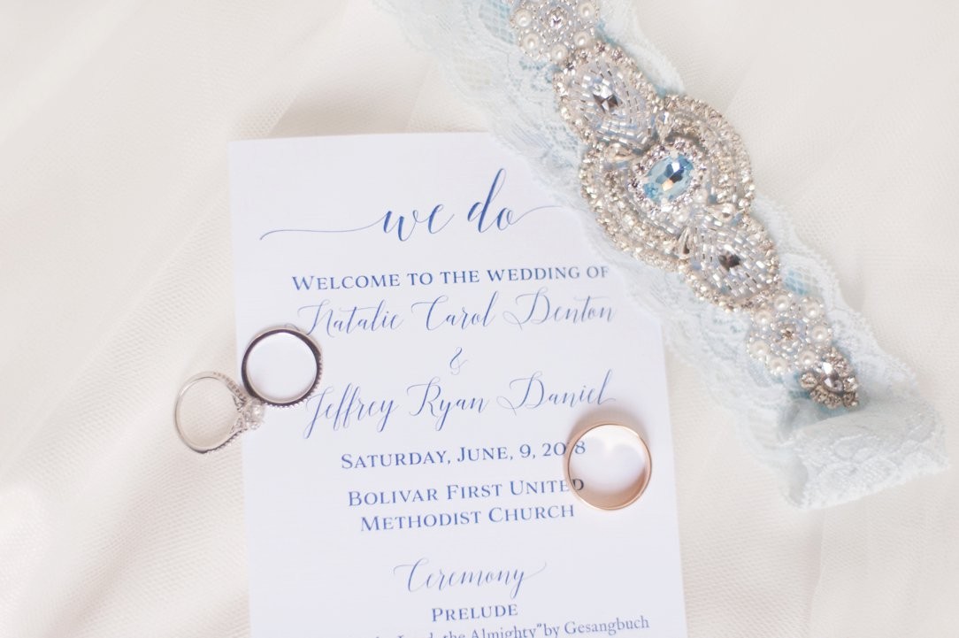 The Columns in Bolivar & Falcon Ridge Farm Wedding rings and garter