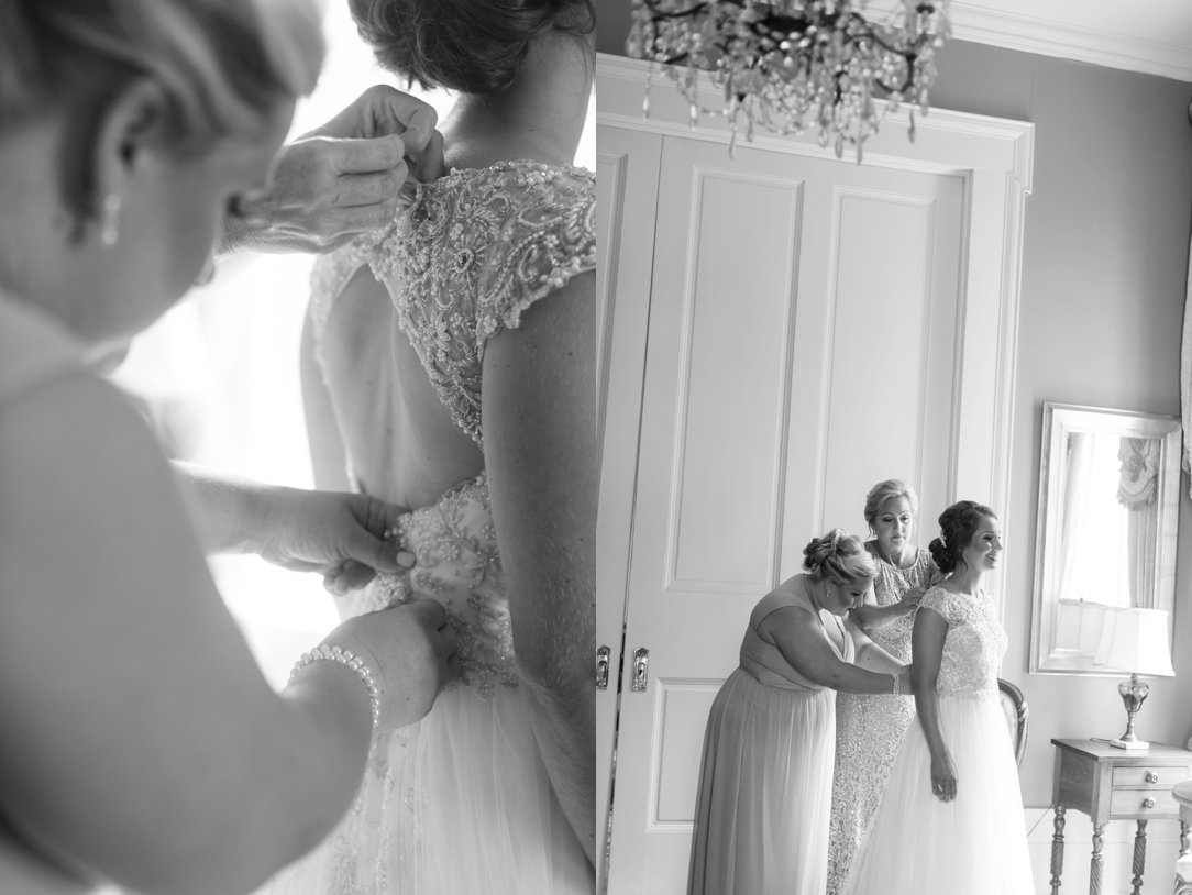 The Columns in Bolivar & Falcon Ridge Farm Wedding helping with dress