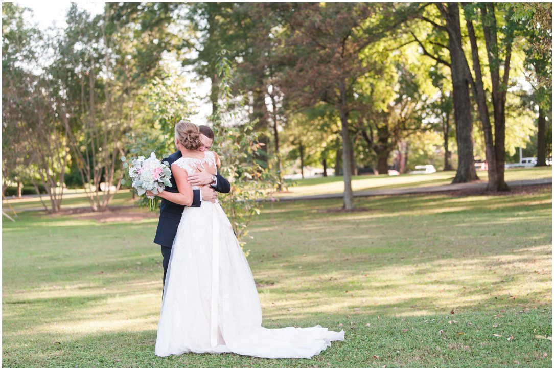 First Baptist Church Jackson TN Wedding first look hug