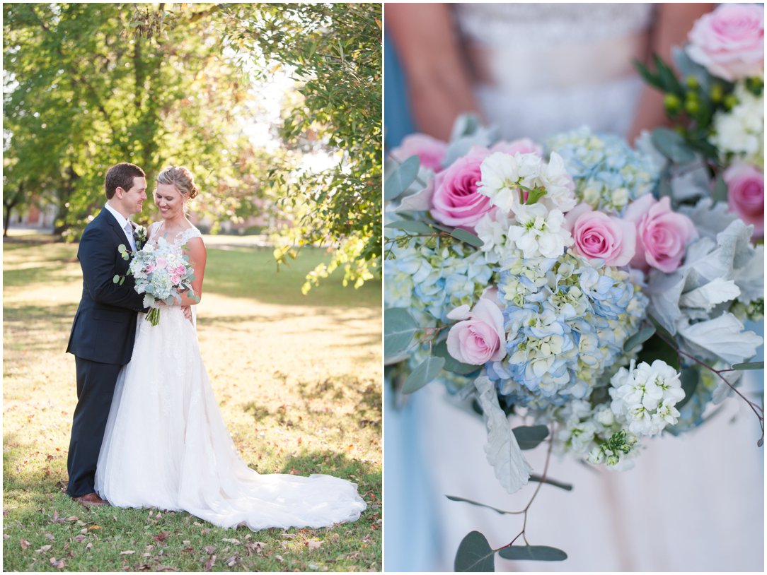 First Baptist Church Jackson TN Wedding bouquet and couple