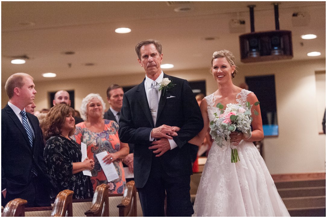 First Baptist Church Jackson TN Wedding bride coming down aisle